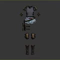 3D Model of Separated Character Outfit Components Vest Arm Guards Waist Gear Leg Protectors Boots