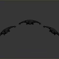 Three Black Outfit Human Figure 3D Models Standing In Different Poses