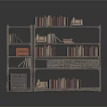 Vintage Wooden Bookshelf With Multiple Shelves Filled With Books And Drawers