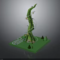Decorative Green Spiral Plant Structure With Spiral Track And Small Trees