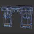Gothic Architectural Decorative Wooden Archway With Carved Columns And Intricate Details