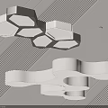 Modern Geometric Ceiling Light Design With Hexagonal Shapes And White Black Frames
