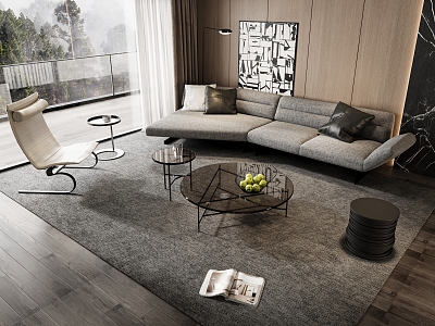 Minotti Sofa Coffee Table Combination Multi-person Corner Sofa Coffee Table Leisure Chair Side Table Corner Table model