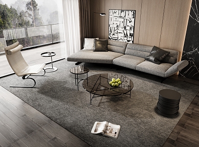 Minotti Sofa Coffee Table Combination Multi-person Corner Sofa Coffee Table Leisure Chair Side Table Corner Table 3d model