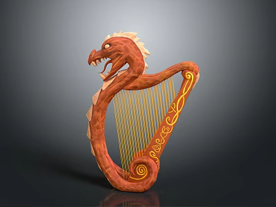 Dragon Shaped Harp A Decorative Household Item With Artistic Design And Craftsmanship 3d model