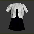Stylish Short Sleeved White Cardigan With Dark Dress For Casual Daily Wear