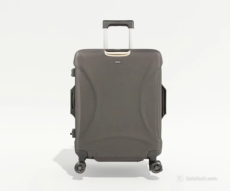 Gray Hard Shell Travel Suitcase With Telescopic Handle And Rolling Wheels 3d model 