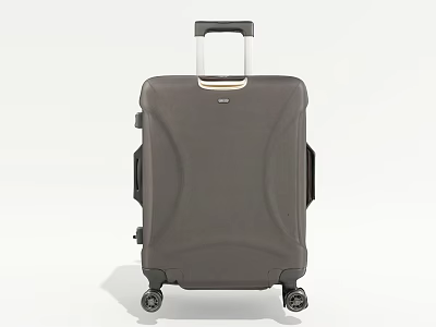 Gray Hard Shell Travel Suitcase With Telescopic Handle And Rolling Wheels 3d model