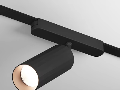Black Cylindrical Track Spotlight With Bright White Light For Modern Lighting 3d model