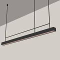 Modern Black Pendant Light With Long Linear Metal Frame Hanging In Interior Space 3d model