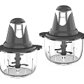 Electric Food Choppers Kitchen Appliances with Transparent Containers Gray Lids and Two Sizes