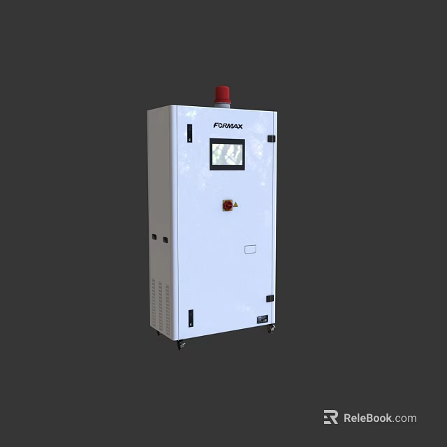 FONHOO Industrial Control Cabinet With Red Warning Light On Top Display Screen And Red Button 3d model 