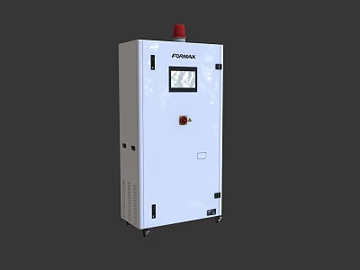 FONHOO Industrial Control Cabinet With Red Warning Light On Top Display Screen And Red Button 3d model