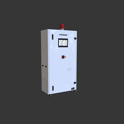 FONHOO Industrial Control Cabinet With Red Warning Light On Top Display Screen And Red Button 3d model