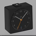 Black Square Alarm Clock with Black Dial White Numbers Orange Hour Hand Modern Design