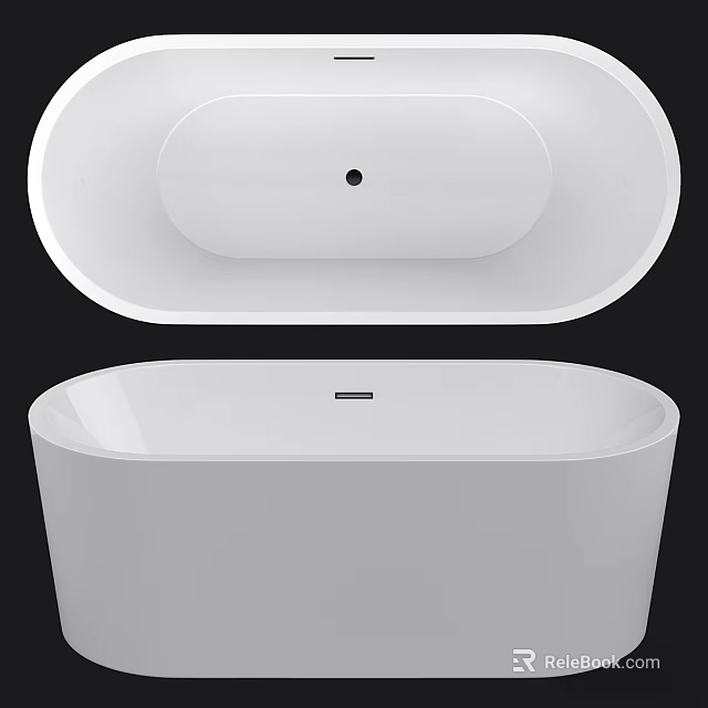 Modern White Freestanding Bathtub With Sleek Oval Design And Smooth Surface 3d model 