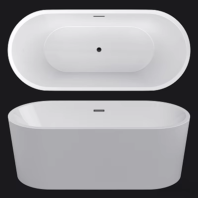 Modern White Freestanding Bathtub With Sleek Oval Design And Smooth Surface 3d model