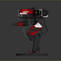 Detailed Red and Black Robot Character With Articulated Arms And Mechanical Design