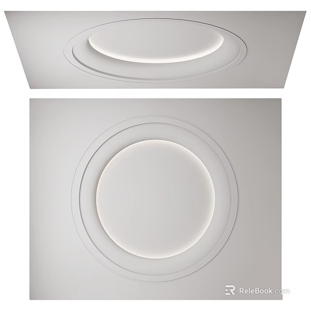 Modern White Round Recessed Ceiling Light Panel Design With Luminous Ring And Sleek Trim 3d model
