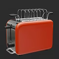 Red Modern Kitchen Toaster With Metal Rack And Black Handles For Home Use Design
