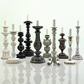 Various Stylish Candle Holders Featuring Multiple Colors And Intricate Base Designs