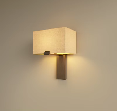 Modern Square Fabric Wall Light With Warm Illumination And Dark Base 3d model