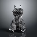 Stylish Black And White Checkered Playsuit With Spaghetti Straps For Daily Lifestyle Use