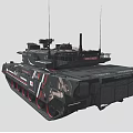 Type 90 Black Military Tank With Red And White Decorative Accents