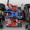 Intricate Building Blocks Racing Car Structure With Mechanical Details And Functional Wheels