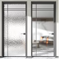 Modern Glass Doors With Frosted And Clear Panels Metal Frames And Handles
