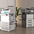 Office Appliances Two Multifunctional Machines White Dark Gray In Modern Office Setting With Plants