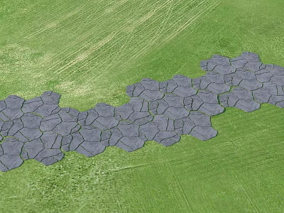 Garden Ornament Featuring Irregular Gray Stone Path On Lush Green Lawn 3d model