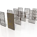 Vintage Rustic Metal Grilles And Wooden Panel For Decorative Architectural Elements 3d model