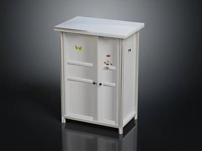 White Storage Cabinet With Simple Doors And Functional Minimalist Home Furniture Design 3d model