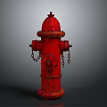 Classic Red Fire Hydrant With Detailed Design Standing Against Gray Background