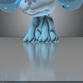 Cartoon Blue Dog Character Toy With Shiny Silver Ears And Playful Design
