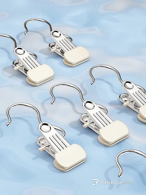 Modern Silver Metal Clothes Hangers With White Clips And Sturdy Design On Light Blue Background 3d model 