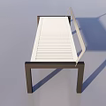 Modern Landscape Bench With White Seat Black Frame And Stripe Design 3d model