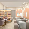 Elegant Modern Spa Club Interior With Treatment Beds Side Tables And Hanging Lights