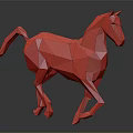 Purple Geometric Horse Sculpture With Golden Accents And Modern Artistic Design