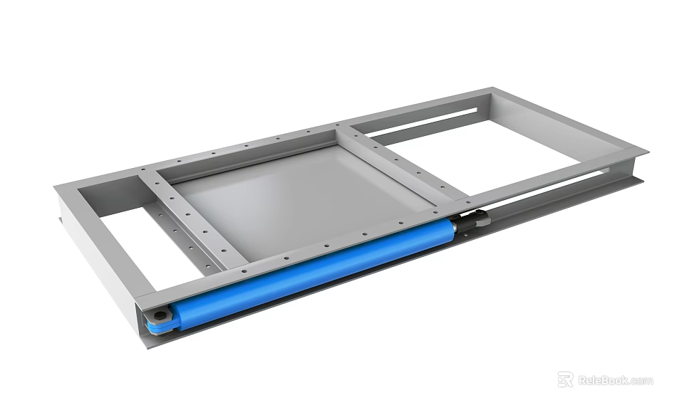 Industrial Equipment With Metal Frame And Blue Conveyor Belt For Material Handling 3d model 