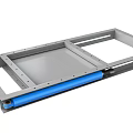 Industrial Equipment With Metal Frame And Blue Conveyor Belt For Material Handling