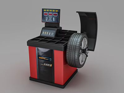 Industrial Equipment Tire Balancer With Digital Control Panel And Mounted Tire 3d model