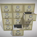 Vintage Metal File Cabinet With Multiple Drawers Some Open Storage Compartments And Handles