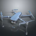 Gray Drone Equipment with Four Propellers Bottom Camera and Reflective Surface 3d model