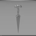 Ornate Silver Dagger With Intricate Handle And Polished Metal Blade