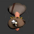 3D Game and Movie Character With Yellow Hair Beard Brown Hat White Chicken Sad Expression