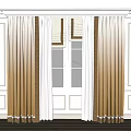 Elegant Double Layer Curtains With White Sheer And Beige Patterned Design For Home Window 3d model