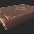 Vintage Book with Brown Leather Cover and Intricate Circular Decorative Pattern
