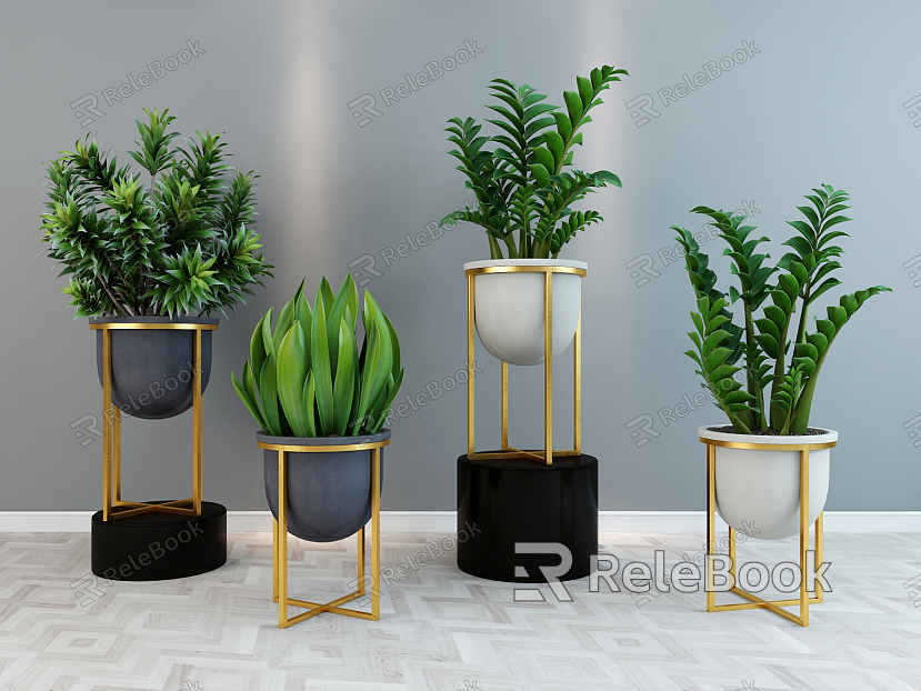 Modern potted plants model